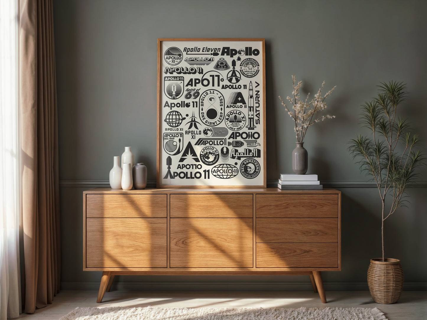 Apollo 11 Logo Poster | Retro NASA Moon Landing Tribute Collage (Black)