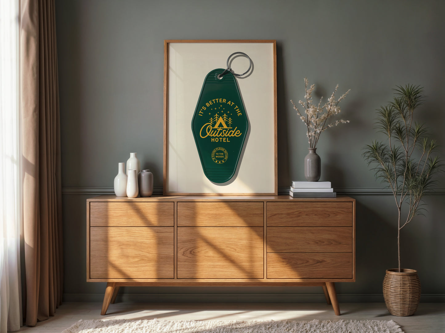 Outside Hotel Retro Motel Key Tag Poster