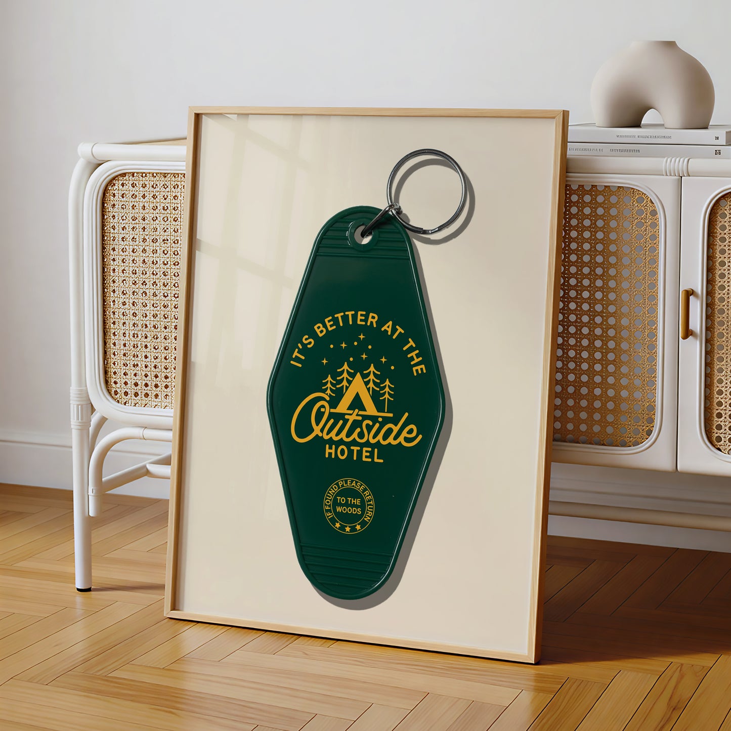 Outside Hotel Retro Motel Key Tag Poster