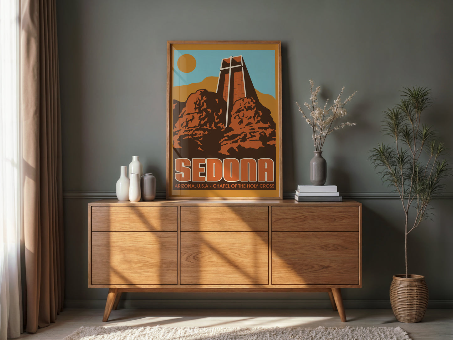 Sedona Arizona Poster Chapel of the Holy Cross | Mid Century Modern Travel Print