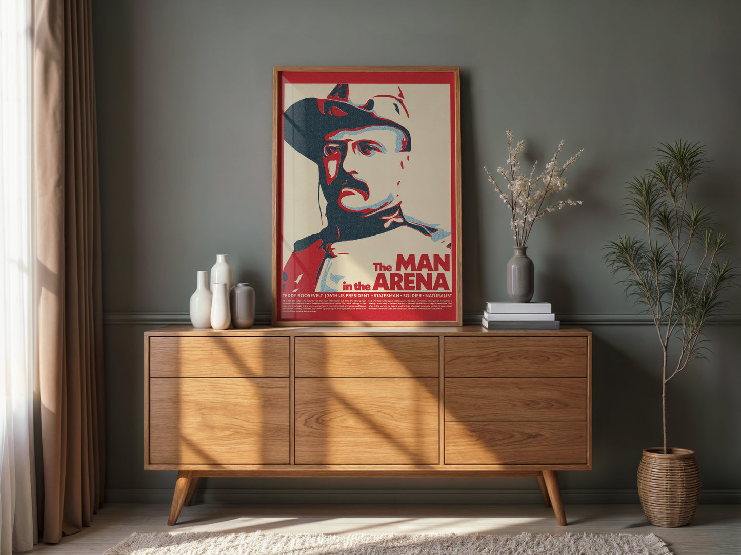 Teddy Roosevelt Tribute Poster | The Man in the Arena Quote Print