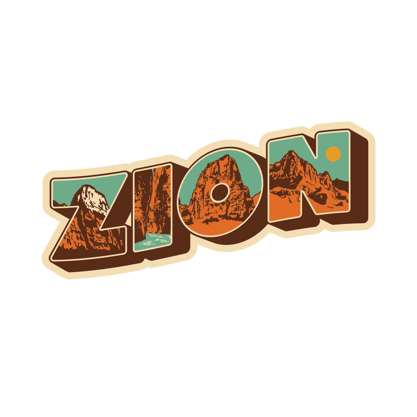 Zion National Park Postcard Sticker